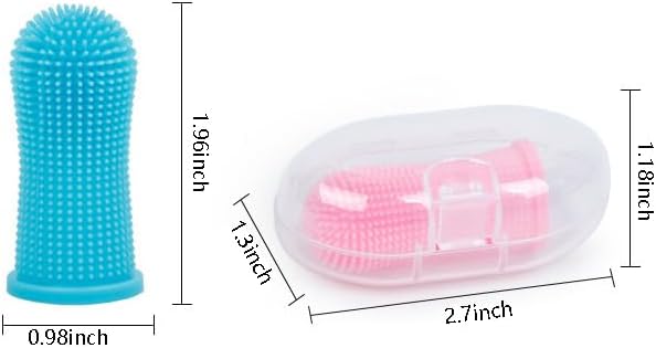 Pet Finger Toothbrush 360º Finger Toothbrush Puppy Toothbrush Cat Toothbrush for Pet Teeth Cleaning&Dog Dental Care (Pink, 2 Pack)