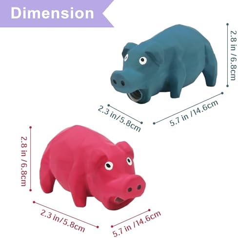 Squeaky Pig Dog Toy that Oinks, Grunting Dog Toy Pig 5.7 inch, Latex Dog Chew Toys for Small & Medium Dogs(2 Pack