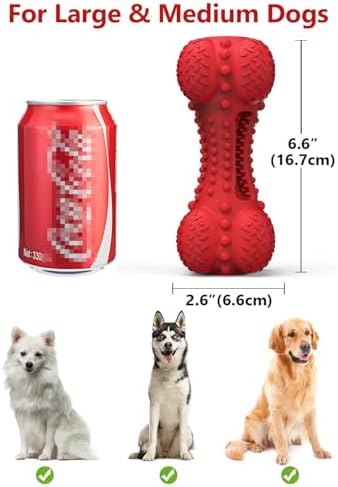 SCHITEC Squeaky Dog Chew Toy for Aggressive Chewers Large Breed, Tough Interactive Teething Rubber Bone for Big Medium Dogs