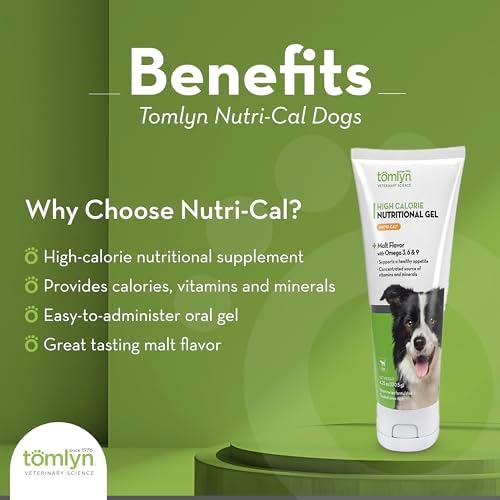TOMLYN Nutri-Cal Malt-Flavored High-Calorie Nutritional Gel for Dogs, Helps Support a Healthy Appetite for Dogs Providing Calories, Vitamins, and Minerals in a Tasty Dog Supplement, 4.25oz-4 Pack