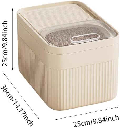 Airtight Pet Food Storage Container, Up to 30 lbs, For Dog Cat and Other Pet Food Storage Bin with Measuring Cup (White, 31x21x22.3cm)