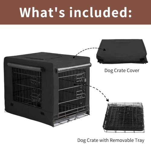DONORO Dog Crates for Small Size Dogs Indoor Double Door Dog Kennels & Houses for Puppy and Cats, Collapsible Metal Contour Dog Cages (Black, 36.0" L x 23.0" W x 25.0" H)