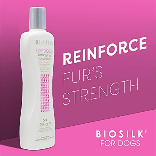 BioSilk for Dogs Silk Therapy Detangling Conditioner, 12 Fl Oz | Smooths knots and tangles for soft, manageable coats, supports routine grooming and brushing