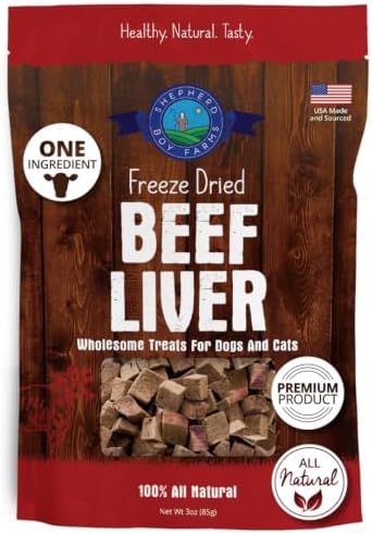 Shepherd Boy Farms Freeze Dried Beef Liver, Dog and Cat Treats, 3oz