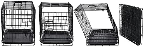 DONORO Dog Crates for Small Medium Size Dogs Indoor Double Door Dog Kennels & Houses for Puppy and Cats, Collapsible Metal Contour Dog Cages (Brown, 30.0" L x 19.0" W x 21.0" H)