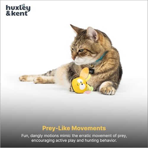 Huxley & Kent Chirpy Interactive Catnip Cat Toy, Bumble Bee | Touch Activated Chirp Chip with Auto Shut Off, Catnip & Crinkle, Dangly Motion, Soft Plush for Indoor Play