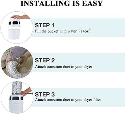 3 IN 1 Indoor Dryer Vent Kit Filter Bucket for Electric Dryer - No Duct Included
