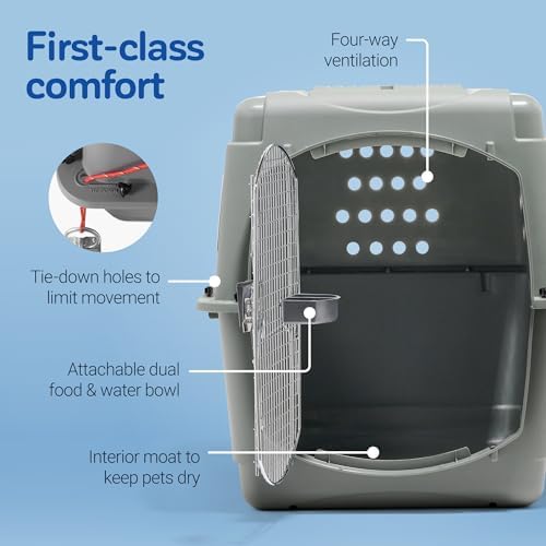 Petmate Sky Kennel for Air Travel, 40in Dog Crate for Pets 70 to 90lbs
