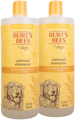 Burts Bees for Pets Oatmeal Dog Shampoo, Honey Scent, 32 Fl Oz, 2-Pack | Colloidal oatmeal and honey, pH-balanced formula, soothing, itchy and sensitive skin