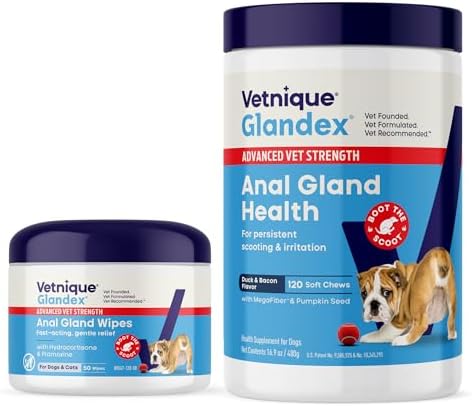 Vetnique Glandex Advanced Anal Gland Chews & Medicated Dog Wipes Bundle