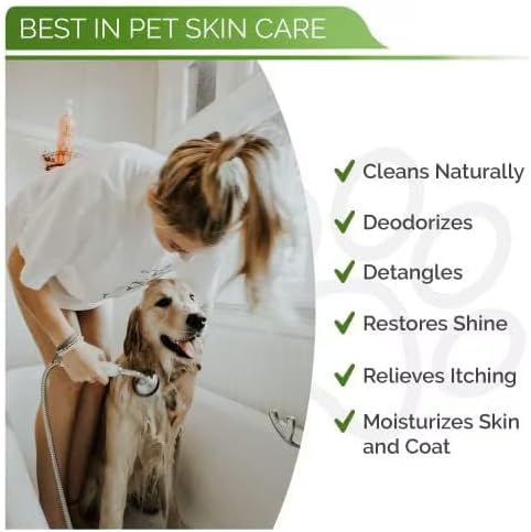 Hypoallergenic Dog Shampoo, Cleans and Soothes Dry Flakey Skin 16oz | Reduce Dandruff, Shedding, Calms Itching, Scratching, Organic Aloe & Manuka Honey Softens Fur Moisturizes and Deodorizes