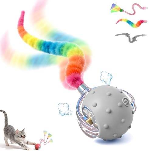 Interactive Cat Toys for Indoor Cats,3-Tails,Automatic Moving Kitten Toys | Cat Toys for Bored Indoor Adult Cats,Smart Rechargeable Cat Enrichment Toys for Cats to Keep Them Busy, Cat Balls