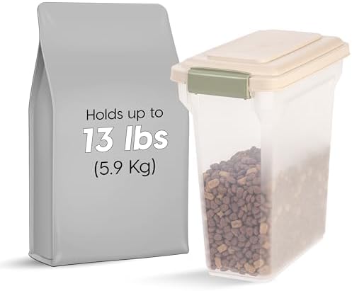 IRIS USA Dog Food Storage Container, Up to 13 lbs, Almond