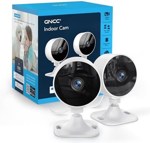 GNCC 2.4GHz Indoor Security Camera for Home, 1080P Baby & Pet Cam, 2-Pack