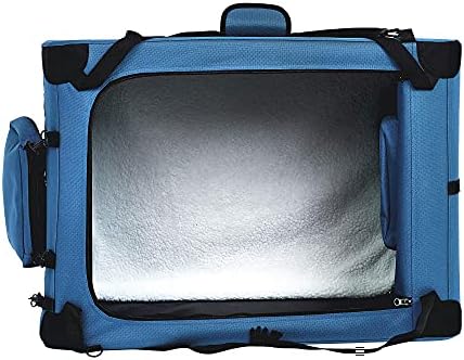 Amazon Basics Folding Portable Soft Pet Dog Crate Carrier Kennel, 36 x 24 x 24 inches, Blue