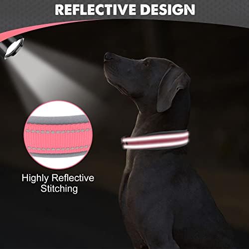Joytale Reflective Dog Collar for Large Dogs with Wide Padding, Pink