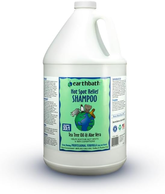 earthbath Hot Spot Relief Pet Shampoo, Made in USA, 128 Oz (1 Pack) | Tea Tree Oil Hot Spot Treatment for Dogs, Best Dog Shampoo for Itching & Skin Conditions