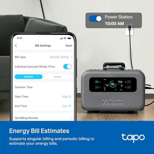 Tapo Smart Plug Wi-Fi, Energy Monitoring, P115(4-Pack), 15A