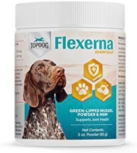 Flexerna Essentials Powder - Joint Supplement for Dogs - New Zealand Green Lipped Mussels for Dogs with MSM - Omega 3 Supplement with Glucosamine Chondroitin - A Whole Food Dog Joint Supplement Powder