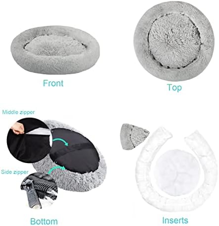 SAVFOX Calming Donut Dog Bed, 54", Light Grey