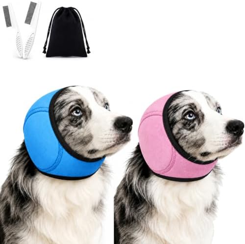 Dog Ear Muffs Noise Protection, Adjustable No-Flap Dog Ear Cover for Fireworks, Thunderstorms, Grooming, Blow Drying