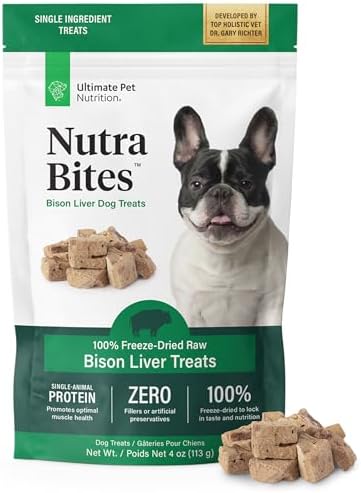 ULTIMATE PET NUTRITION Nutra Bites Freeze-Dried Dog Treats, Bison Liver