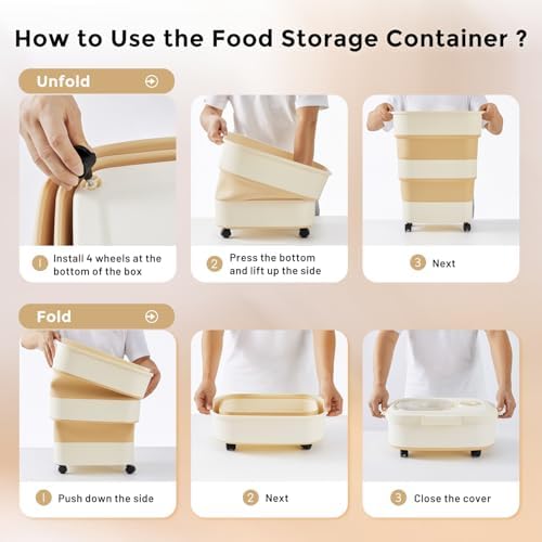 ZOMISIA 40-50lbs Dog Food Storage Container, 50lbs, Khaki