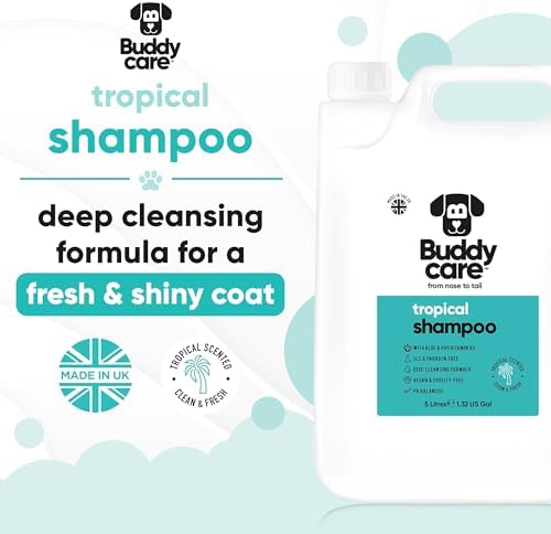 Tropical Dog Shampoo by Buddycare | Deep Cleansing Shampoo for Dogs | Tropical Scented | with Aloe Vera and Pro Vitamin B5 (169.07oz)