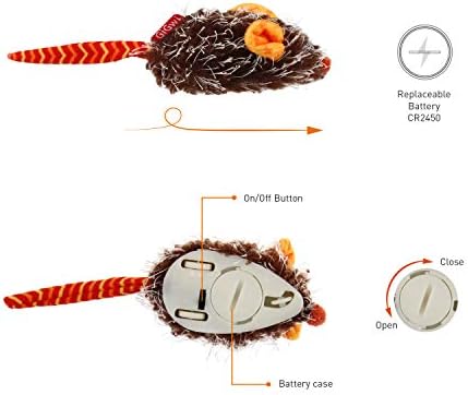 Gigwi Automatic Moving Cat Mouse Toy, Interactive Squeaky Toy for Cat Play | Electronic Cat Mice Toy with Furry Tail, Orange Color Motion-activated Cat Chase Toy, Great for Indoor &Outdoor Exercise Play