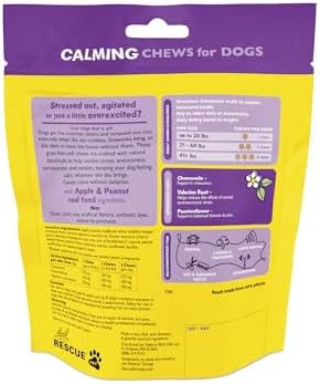 RESCUE® Pet Calming Chews for Dogs, Peanut Butter & Apple - 60 Soft Chews - Stress & Tension Support - for All Breeds 8+ Weeks Old