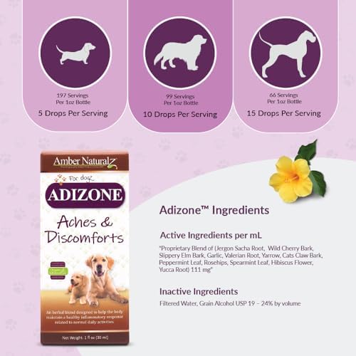 Amber NaturalZ Adizone for Dogs, Joint Comfort & Mobility Support, 1 fl oz