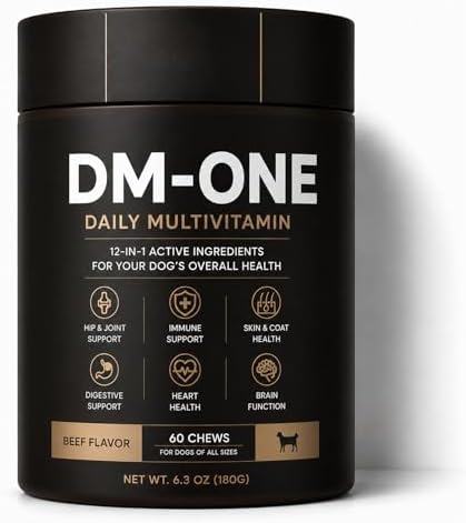 DM Daily Multivitamin for Dogs - Multivitamin Itch Relief Chews for Skin Coat, Gut & Immune Supports