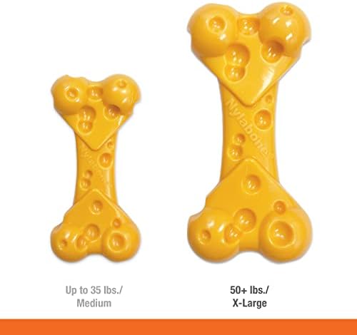 Nylabone Power Chew Cheese Bone Dog Chew Toy, Cheese Flavor, X-Large | Large breeds, fill with spreads, long lasting, discourages destructive chewing, durable dog toy for dogs 50+ lbs