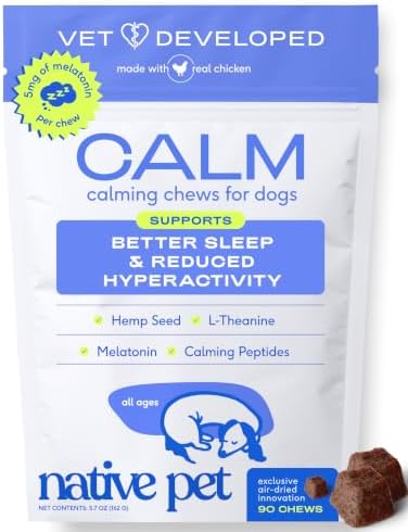 Native Pet Calming Chews for Dogs, Hemp, Melatonin, 90 Chews