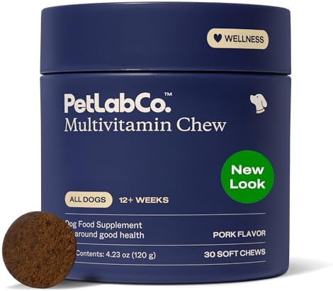 PetLab Co. 22-in-1 Multivitamin Chews for Dogs, Pork Flavor | 22 vitamins and minerals in one daily soft chew to support immune health, energy, skin, coat and overall wellbeing