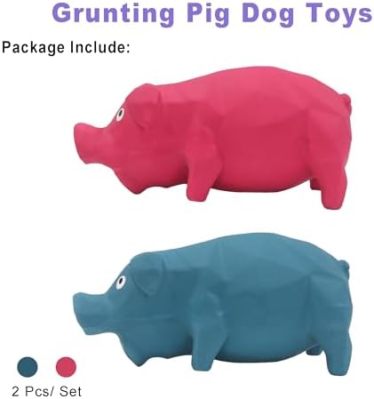 Squeaky Pig Dog Toy that Oinks, Grunting Dog Toy Pig 5.7 inch, Latex Dog Chew Toys for Small & Medium Dogs(2 Pack