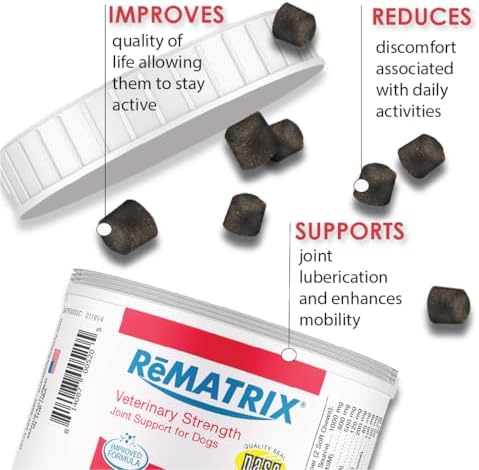 ReMATRIX Joint Support Supplement for Dogs - Glucosamine, Chondroitin, MSM, Omega-3 - Hip and Joint Pain Relief and Support for Dogs - Made in USA - 240 Soft Chews