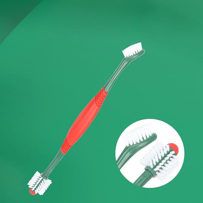 ITODA 3-Piece Dog Toothbrush Kit, 2 Pack Tooth Brushing Pet Cat Teeth Cleaning Oral Dental Care Fresh Breath Brush Set with Toothbrush Toothpaste Fingerbrush for Puppy Small Medium Dogs - Beef Flavor