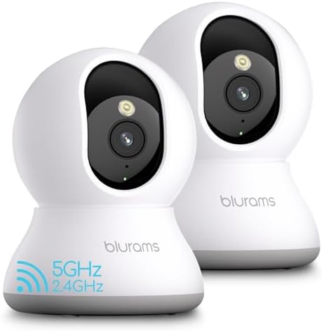 blurams 5G Cameras for Home Security, 360° PTZ Pet/Dog Indoor Camera, 2Pack
