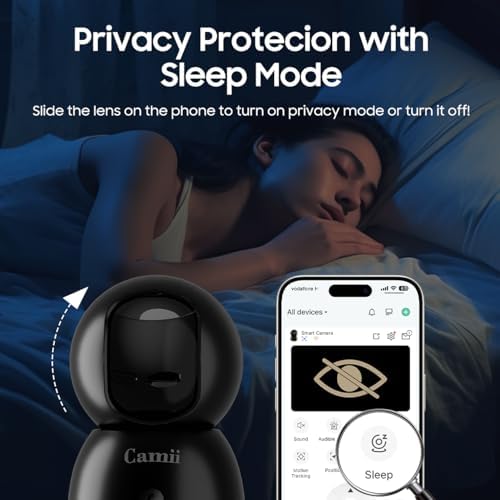 2K Security Camera Indoor, 2.4G & 5G WiFi Pet Camera for Home Security, Pet/Dog/Elder/Baby Camera with Phone App, Night Vision, Cloud/SD Card Storage, 2-Way Audio, Motion Detection, Black