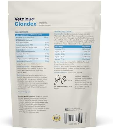 Glandex Anal Gland Hygienic Pet Wipes 100 Ct Advanced Vet-Strength Chews 30 Ct Bundle Dog Cleaning Wipes with Fresh Scent, Vet-Strength Anal Gland Supplement for Dogs with Extra Fiber