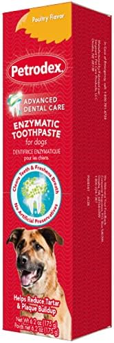 Petrodex Enzymatic Dog Toothpaste, Poultry Flavor, 6.2oz | Cleans teeth & fights bad breath; reduces plaque & tartar; enzymatic, no-rinse formula; poultry flavor; dogs & puppies