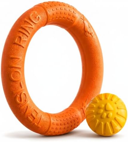 Large Dog Toy Ring & Ball Combo Set, Floating EVA, 2-Pack, Orange