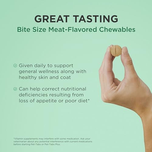 Pet-Tabs Multivitamin Supplement for Adult Dogs & Puppies, 180 Chewables | 17 Essential Minerals & Vitamins for Everyday Wellness & Growth, Promotes Healthy Skin & Coat, Supports Nutritional Gaps