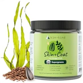 kin+kind Skin and Coat Supplement for Dogs & Cats – Natural Vitamin Supplements with Organic Ingredients for Shiny Fur, Moisturized Skin & Overall Pet Wellness – Dog Essentials & Cat Essentials – 8oz