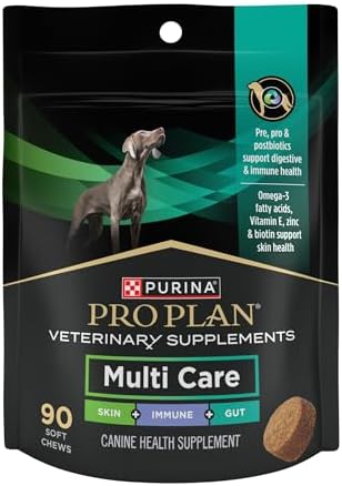 Purina Pro Plan Veterinary Supplements Multi Care Canine Chews for Dogs, with Omega 3, Supports Skin, Immune and Gut Health - 90ct Pouch