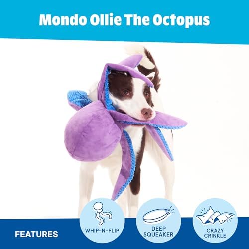 BarkBox Mondo Ollie the Octopus Dog Toy - XL - Fun for Dogs | Plush Toy with Deep Grunt Squeaker, Whip-N-Flip Limbs and Crinkle