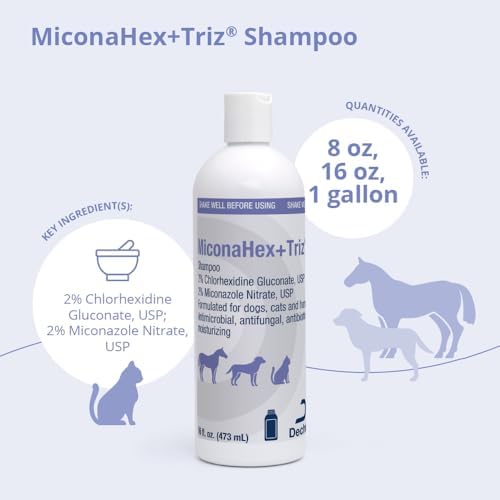 MiconaHex+Triz Shampoo for Dogs, Cats and Horses, 16 oz, Unscented | Antibiofilm, Moisturizing; Packaging May Vary