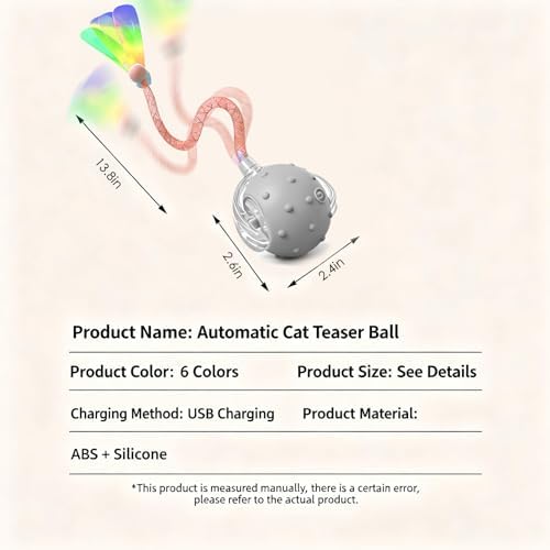 Interactive Cat Toys for Indoor Cats,3-Tails,Automatic Moving Kitten Toys | Cat Toys for Bored Indoor Adult Cats,Smart Rechargeable Cat Enrichment Toys for Cats to Keep Them Busy, Cat Balls