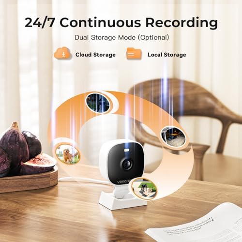 2K Cameras for Home Security Indoor/Outdoor,Inside Cameras for House/Baby/Elder/Pet,Wifi Camera,Plug&Play,Color Night Vision,2-Way Audio 24/7 Record,Support Cloud/Memory Card(Not Included),6.56ft Wire